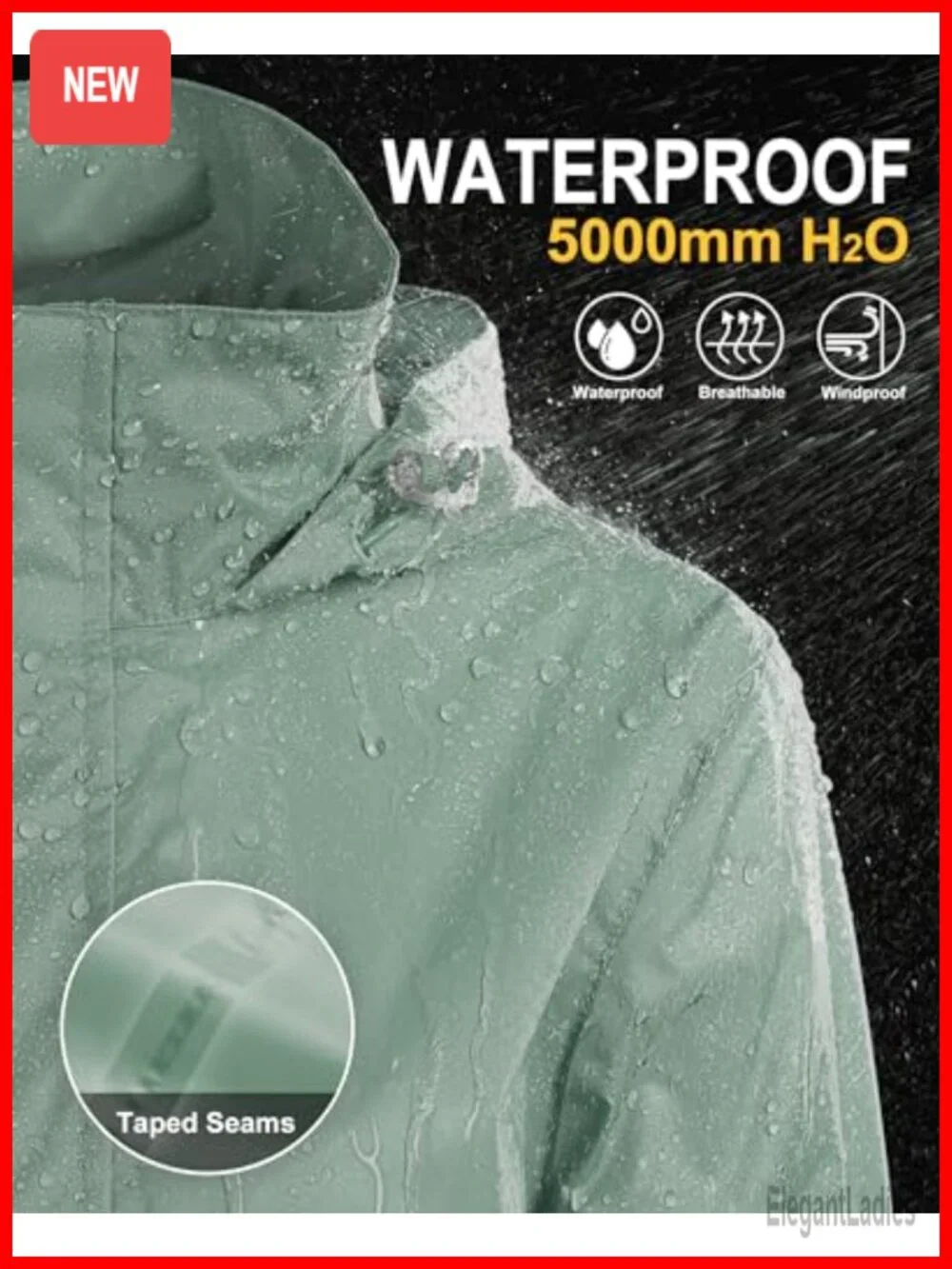 Waterproof Lightweight Packable Rain Jacket with Hood